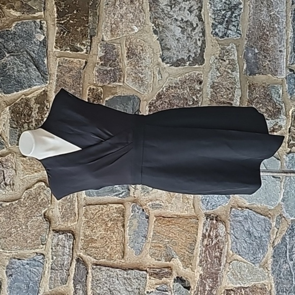 Lafayette 148 NY Black Surplus Neckline ShortSleeve Dress size 4